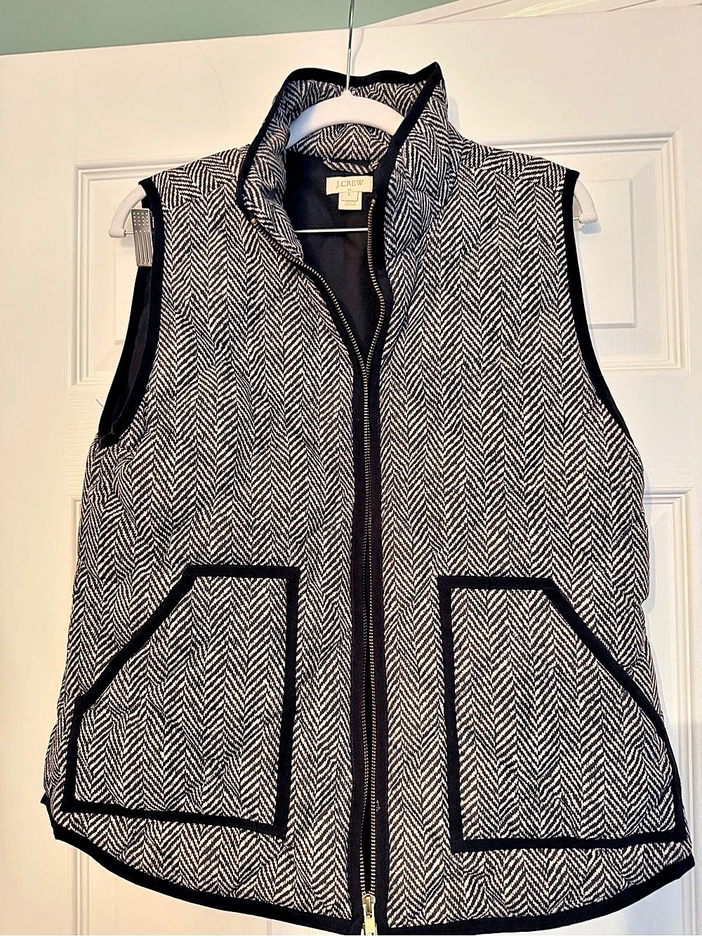 J.Crew Excursion Vest in Black White Herringbone Black & White Herringbone Large